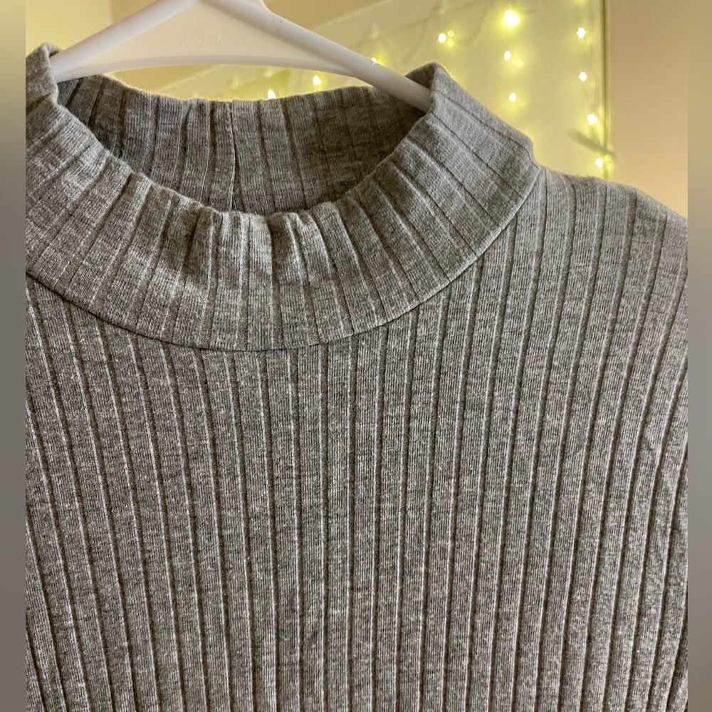 Heart & Hips Midi Gray Ribbed Dress With a Side Slit
